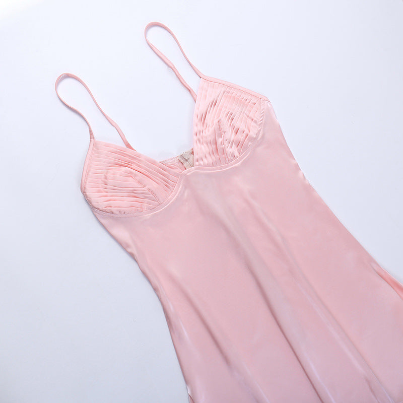 Deep V-neck Suspender Mini Dress