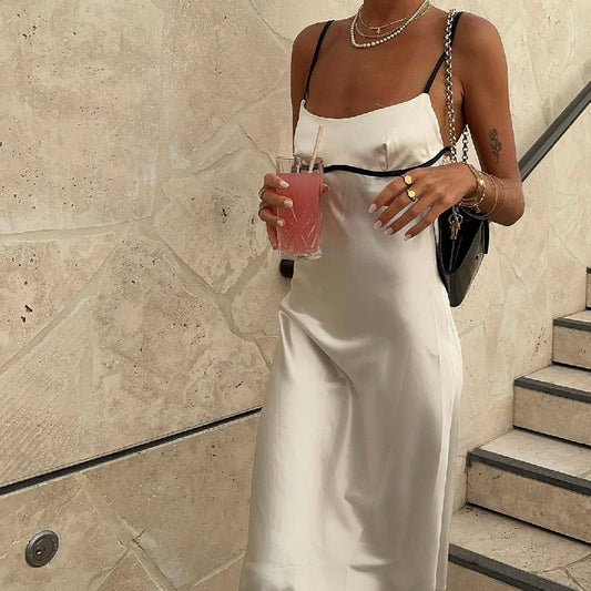 Elegant Elegant High-grade Suspender Skirt Off-shoulder Backless Pure
